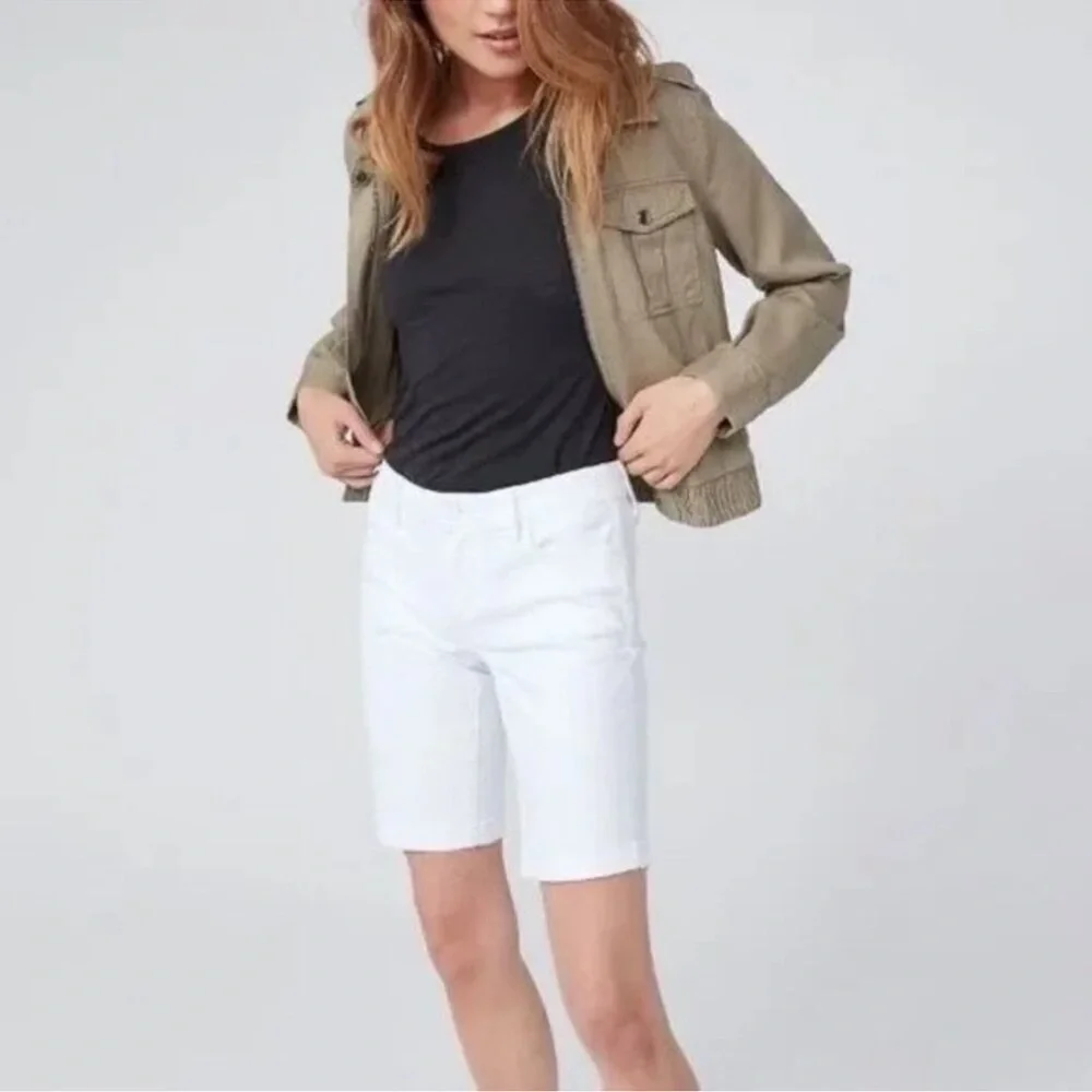 Paige White Jax Knee Jorts denim Bermuda shorts size 28